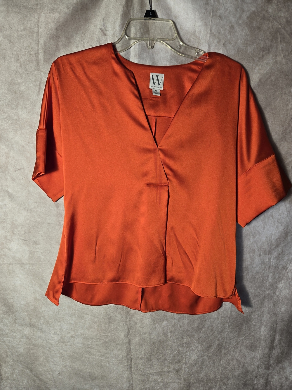Worthington Orange V-Neck Satin Top